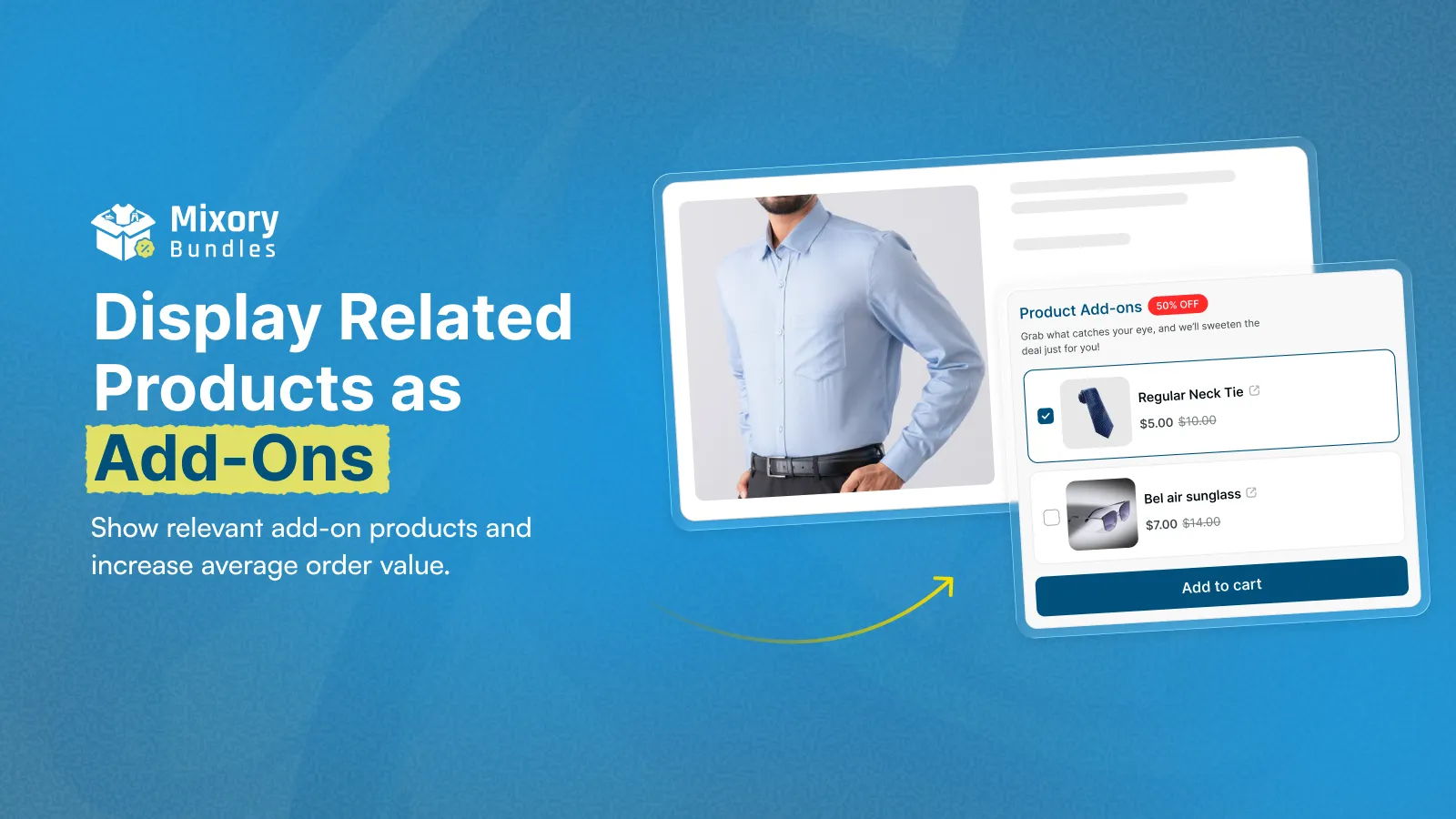 Mixory Bundles add-ons widget showing discounted complementary products